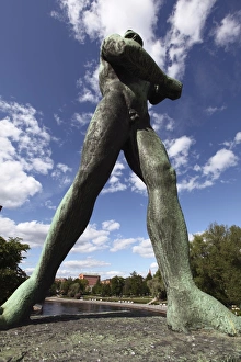 Finland Prints: Statue of Hunter, Hameensilta Bridge, Tampere City, Pirkanmaa, Finland