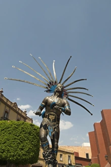 Head Dress Prints: Statue of Indian dancer, Queretaro, Queretaro State, Mexico, North America