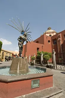 Head Dress Prints: Statue of Indian dancer, Santiago de Queretaro (Queretaro), a UNESCO World Heritage Site