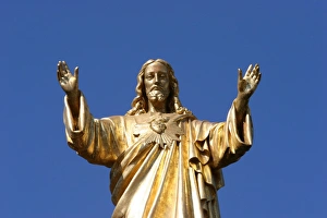 Fatima Prints: Statue of Jesus Christ. Basilica of Fatima, Fatima, Estremadura, Portugal, Europe