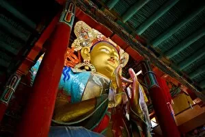 Images Dated 12th September 2008: Statue of Maitreya Buddha, Thiksey Gompa, Ladakh, Jammu and Kashmir, India, Asia