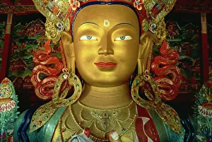 Buddha Prints: Statue of Maitreya (The Future Buddha), Tikse Gompa, Ladakh, India, Asia