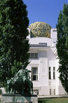 Jugendstil Prints: Statue of Mark Anthony and Secession Building, Vienna, Austria, Europe