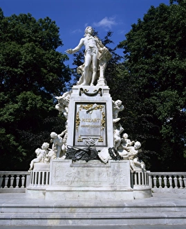 Text Prints: Statue of Mozart, Vienna, Austria, Europe