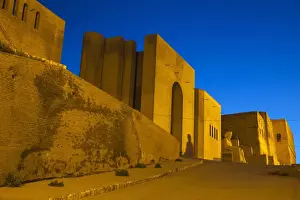 The Citadel Prints: Statue of Mubarak Ben Ahmed Sharaf-Aldin at the main entrance to The Citadel