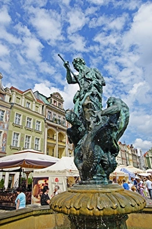 Poznan Prints: Statue of Neptune, historic Old Town, Poznan, Poland, Europe