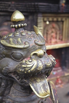 Bhaktapur Prints: Statue at Nyatapola Temple, Taumadhi Tole