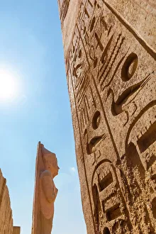 Hieroglyph Prints: Statue and Obelisk at Luxor Temple