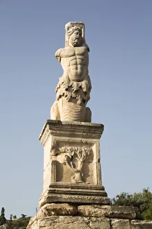 Ancient Greece Prints: Statue, Odeon of Agrippa, Ancient Agora, Athens, Greece, Europe