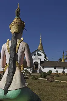 Keng Tung Prints: Statue opposite Wat Jong Kham thought to date from the 13th century, Shan state