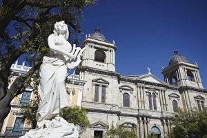 Bolivian Prints: Statue outside Cathedral in Plaza Pedro Murillo, La Paz, Bolivia, South America