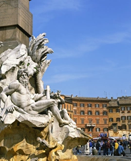 Nudes Prints: Statue in the Piazza Navona in Rome, Lazio, Italy, Europe