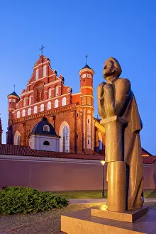 Adam Prints: A Statue of the Polish Poet Adam Mickiewicz in front of St