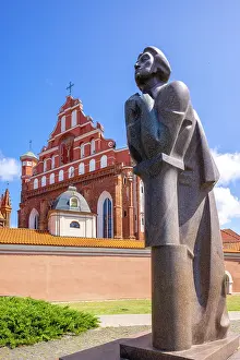 Landscaping Prints: A Statue of the Polish Poet Adam Mickiewicz in front of St