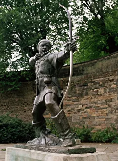 Folk Lore Prints: Statue of Robin Hood, Nottingham, Nottinghamshire, England, United Kingdom, Europe