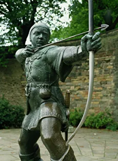 Nottingham Prints: Statue of Robin Hood, Nottingham, Nottinghamshire, England, United Kingdom, Europe