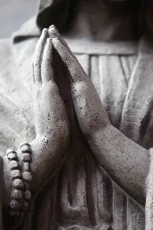 Prayers Prints: Detail of a statue in Saint Maurices church, Lille, Nord, France, Europe