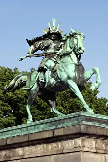 Strength Prints: Statue of Samurai warrior Masashige Kusunoki on horseback in Hibiya Park in downtown Tokyo