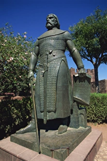 Silves Prints: Statue of Sancho I at the Castel dos Mouros at Silves in the Algarve