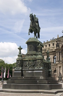 Horse Back Prints: Statue of the Saxon King John, Dresden, Saxony, Germany, Europe
