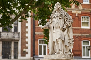 Chelsea Prints: Statue of Sir Hans Sloane, 1660-1753, by Simon Smith, 2007, at Duke of Yorks Square