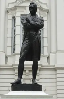 Pedestal Prints: Statue of Sir Stamford Raffles outside the Victoria Concert Hall