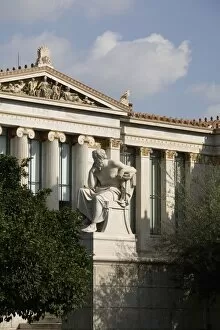 Images Dated 18th September 2008: Statue of Socrates and The Academy of Athens, Athens, Greece, Europe