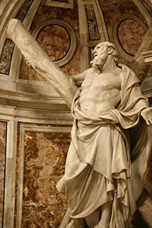 Basilica Prints: Statue of St. Andrew in St. Peters Basilica, Vatican, Rome, Lazio, Italy, Europe