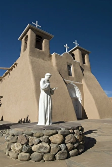 Adobe Prints: Statue of St. Francis of Assisi, Old Mission of St. Francis de Assisi, built about 1710
