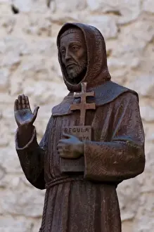 Franciscan Prints: Statue of St. Francis, cloister, Franciscan Sanctuary of Fonte Colombo