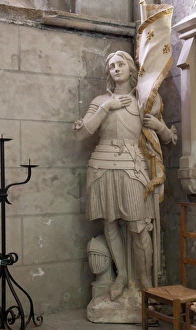 Historical Figure Prints: Statue of St. Joan of Arc, Dol Cathedral, Dol de Bretagne, Brittany, France, Europe