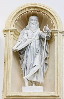 Images Dated 17th August 2008: Statue of St. Paul in Saint-Nicolas de Veroce church, Haute Savoie, France, Europe