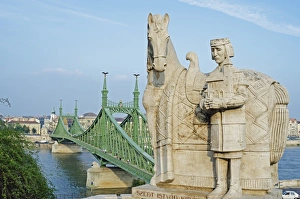 Danube Prints: Statue of St. Stephen, above Independence Bridge