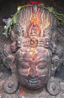 Religious Complex Prints: Statue at Swayambhunath Stupa, UNESCO World Heritage Site, Kathmandu, Nepal, Asia