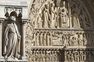 Reliefs Prints: Statue of the Synagogue, St. Anne portal, Western facade, Notre Dame de Paris Cathedral