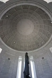 Washington Dc Prints: Statue of Thomas Jefferson and the inside of the dome of the Jefferson Memorial