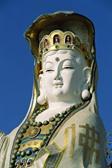 Goddesses Prints: Statue at the Tin Hau Goddess Temple, Repulse Bay Beach, in Hong Kong, China, Asia