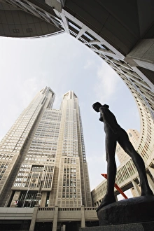 Images Dated 10th December 2009: Statue in front of the Tokyo Metropolitan Government Building, Shinjuku