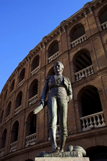 Animal Welfare Prints: Statue of the Toreador Manolo Montoliu, Plaza De Toros, Valencia, Spain, Europe
