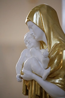 Virgin And Child Prints: Statue of the Virgin and Child in Am Steinhof church, Vienna, Austria, Europe