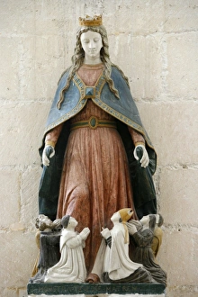 Burgundy Prints: Statue of the Virgin Mary with angels, Pontigny, Yonne, Burgundy, France, Europe