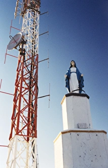 Vicuna Prints: Statue of the Virgin Mary and communications tower, Vicuna, Elqui Valley