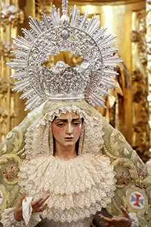 Traditionally Spanish Gallery: Statue of the Virgin Mary in a Cordoba church, Cordoba, Andalucia, Spain, Europe