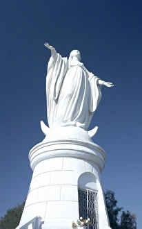 Mary Prints: Statue of Virgin Mary, San Cristobal hill, Santiago de Chile, Chile, South America