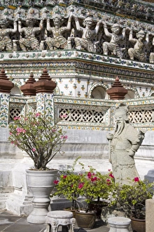 Potted Plant Prints: Statue at Wat Arun (Temple of the Dawn), Bangkok, Thailand, Southeast Asia, Asia