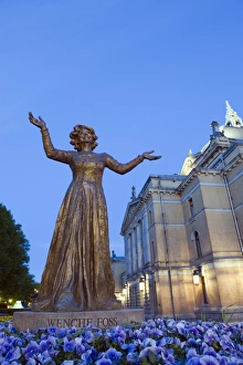 Famous Person Prints: Statue of Wenche Foss outside the National Theatre, Oslo, Norway, Scandinavia, Europe