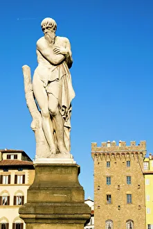 Firenze Prints: Statue of the Winter, Ponte Santa Trinita