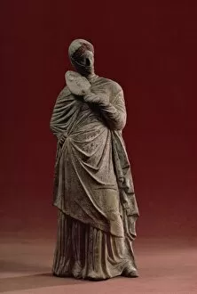 Statue of a woman dating from the 3rd century BC, Tanagica, Louvre Museum