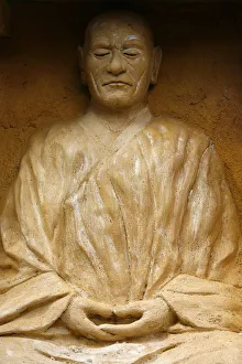 Meditation Prints: Statue of Zen master, Larzac, Dordogne, France, Europe