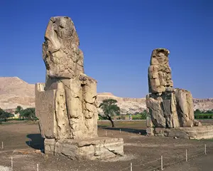 Statues of Amenhotep or Amenophis III known as the Colossi of Memnon at Thebes